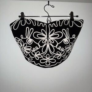 Black and White Embroidered Top